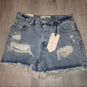Super High Rise Distressed Jean Shorts